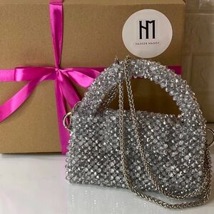 Handmade crystal women bag available with various colours